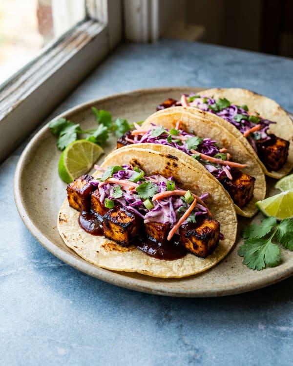 Sticky BBQ Tofu Tacos
