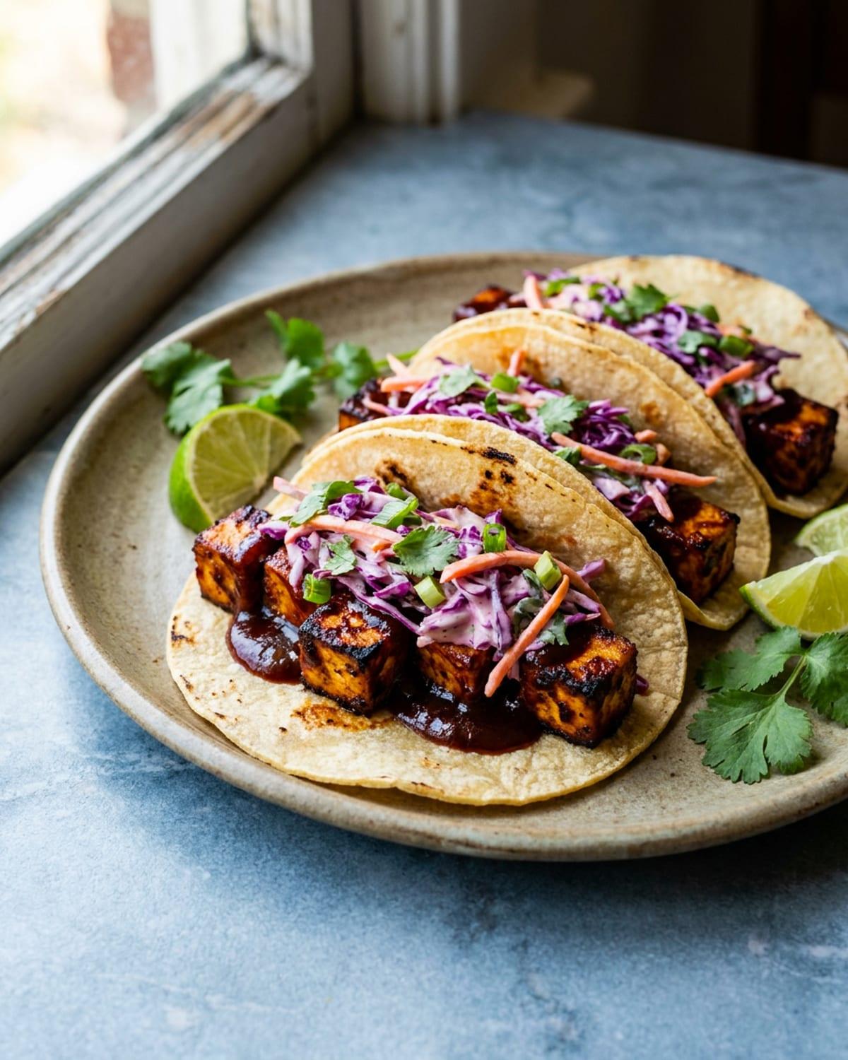 Sticky BBQ Tofu Tacos
