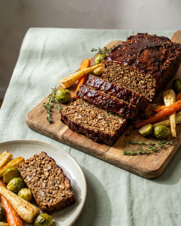 Glazed Lentil and Walnut Loaf