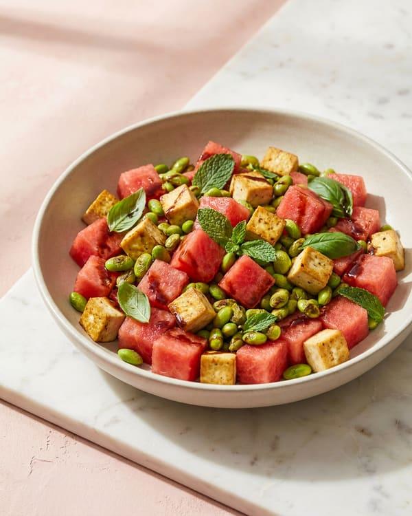 Watermelon, Roasted Edamame & Tofu Salad