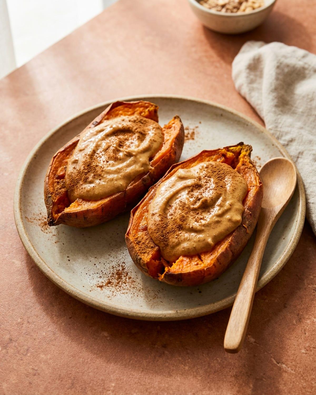 Peanut Butter Stuffed Sweet Potatoes
