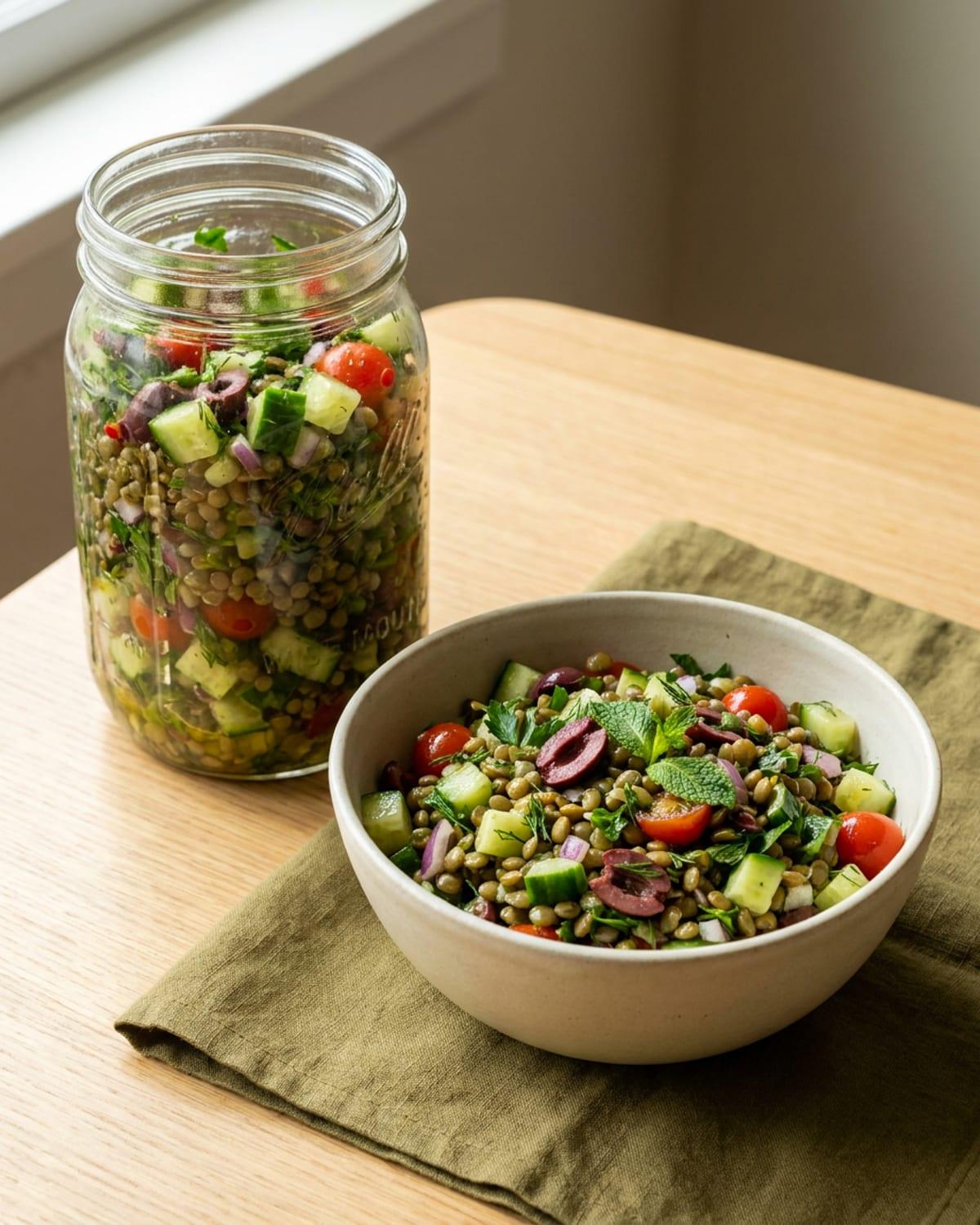 Lemony Lentil Salad Jars