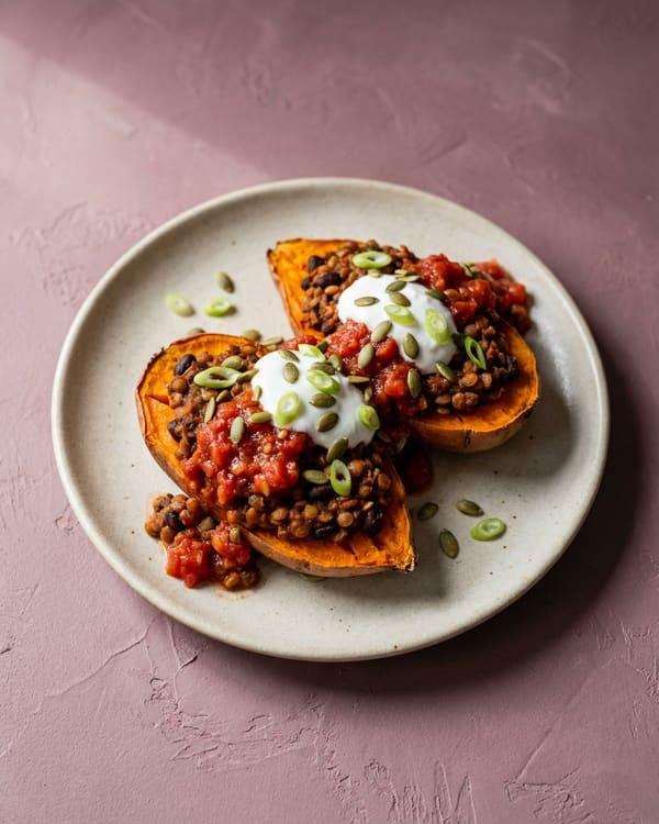 Loaded Lentil Sweet Potatoes