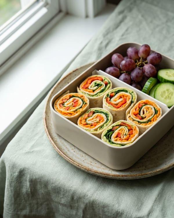 Rainbow Hummus Pinwheels