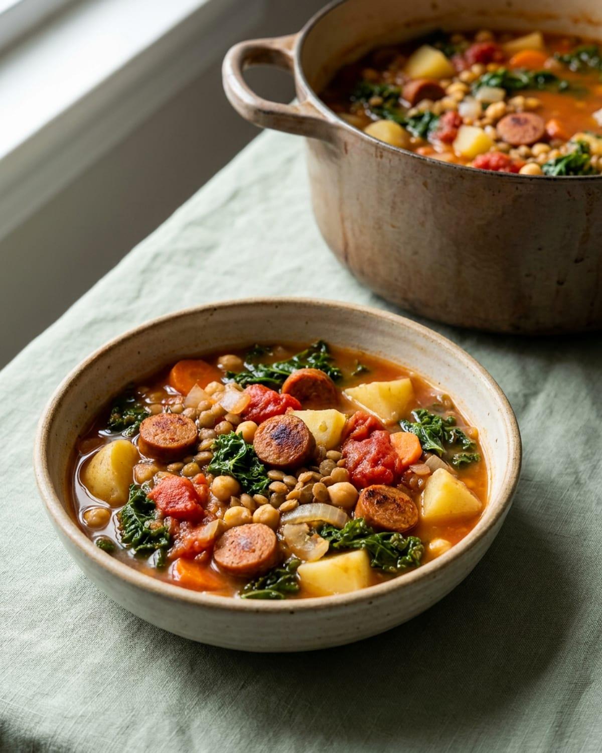 Sausage, Lentil and Kale Soup