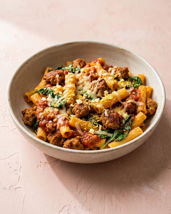 Sausage and Spinach Baked Ziti