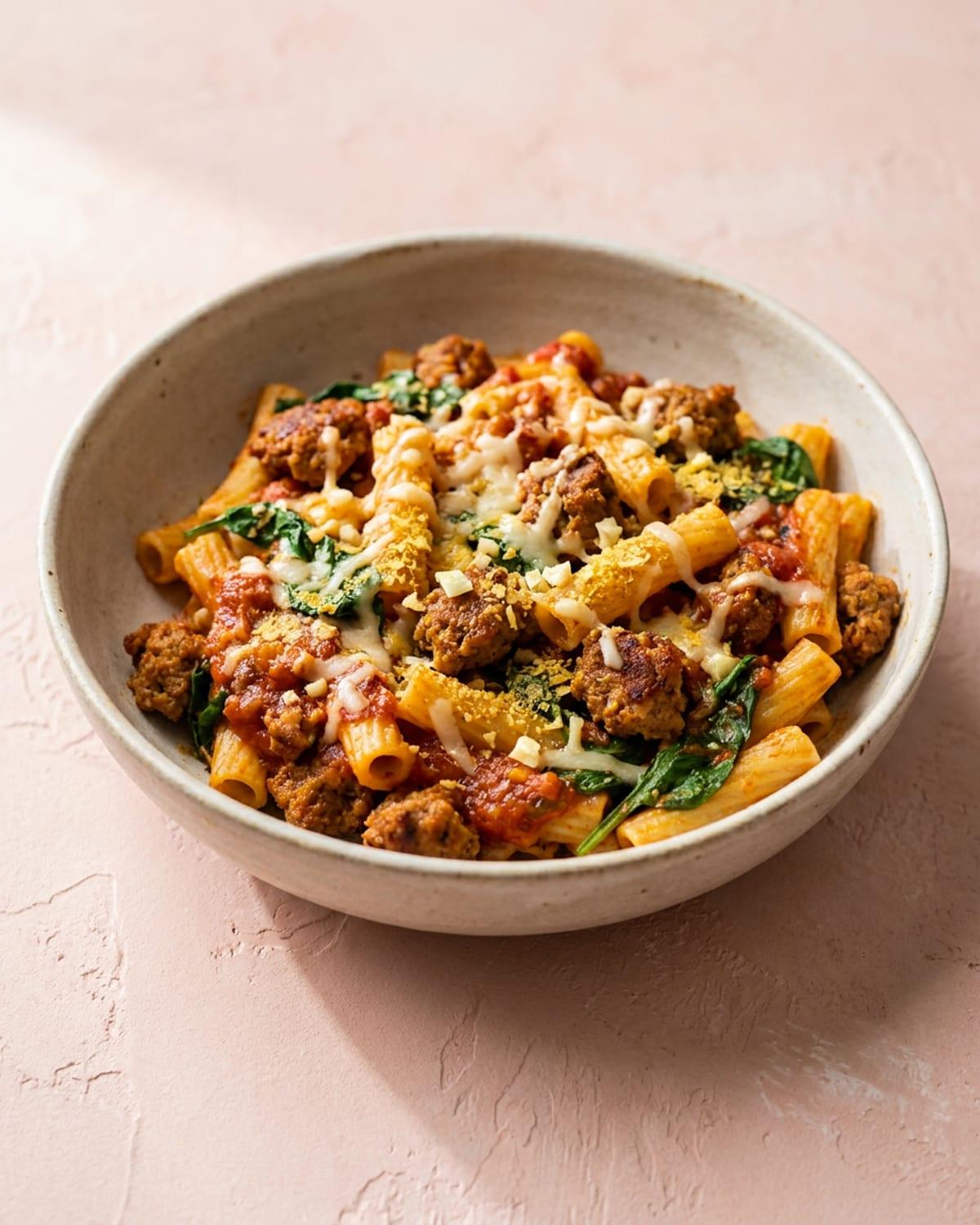 Sausage and Spinach Baked Ziti