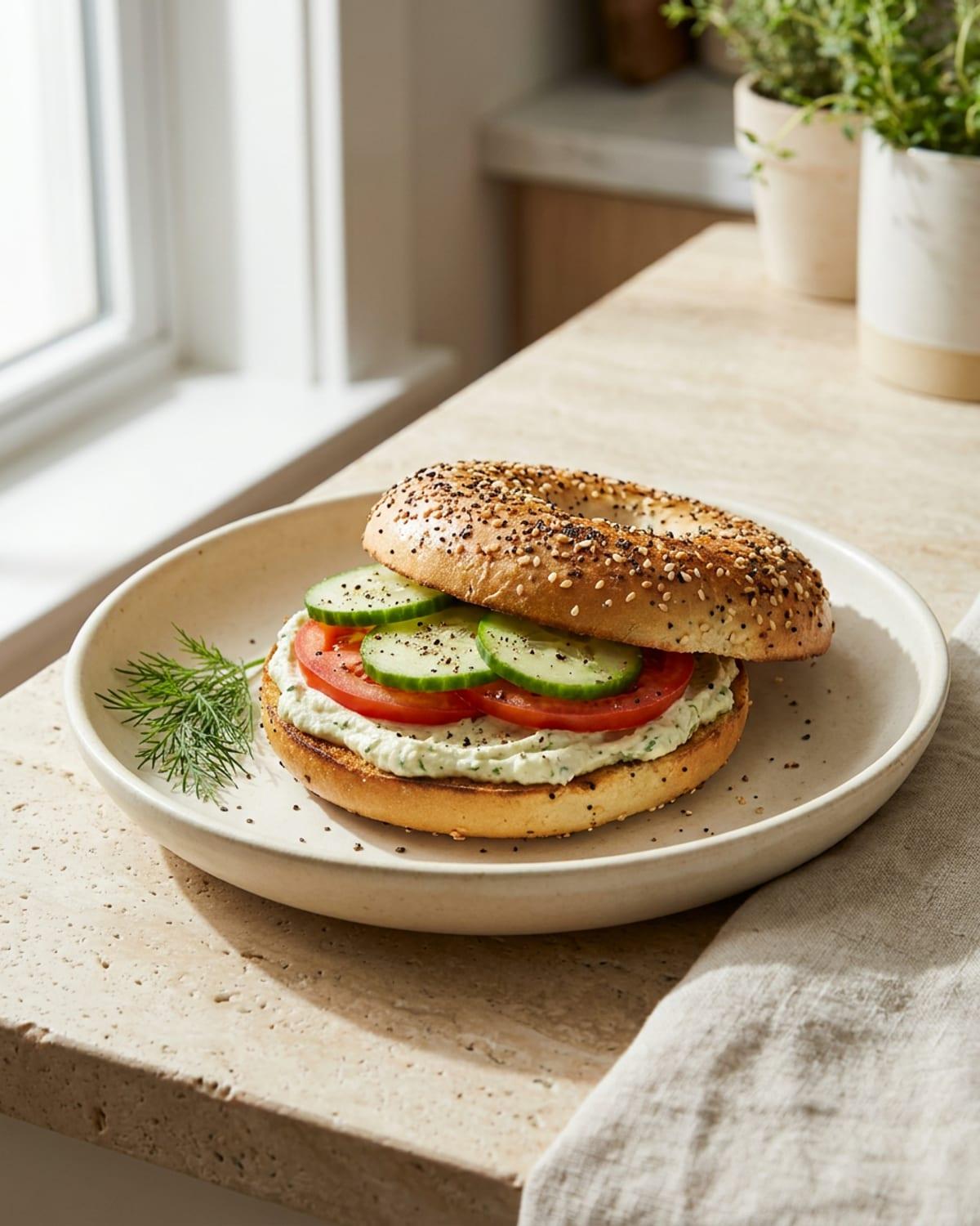 Scallion Whipped Tofu Bagel
