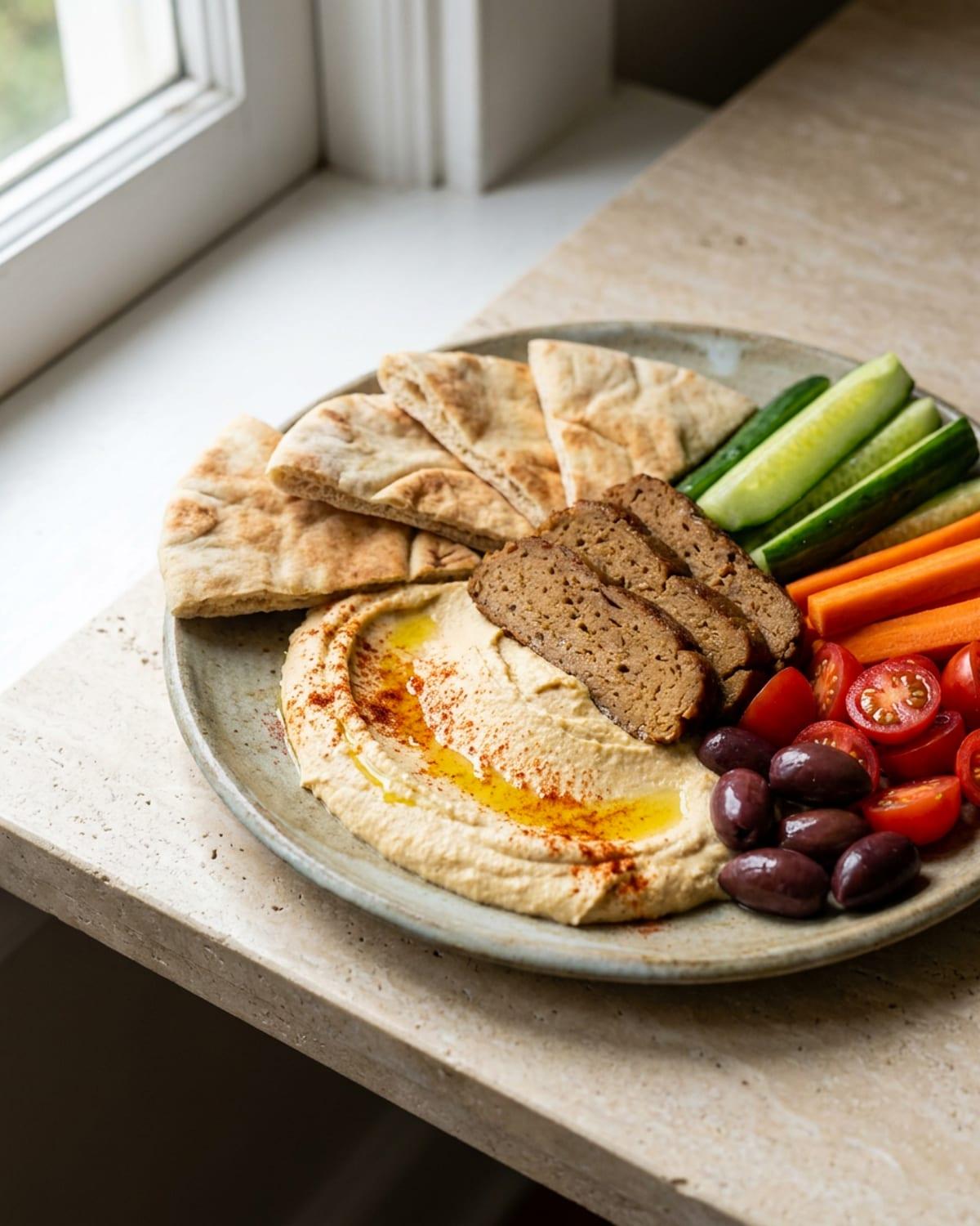 Seitan Hummus Power Plate