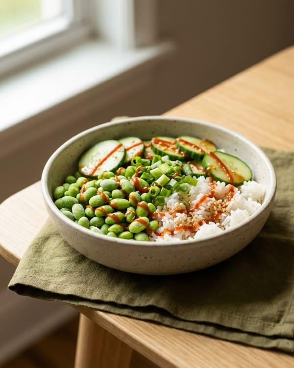Two-Minute Edamame Rice Bowl