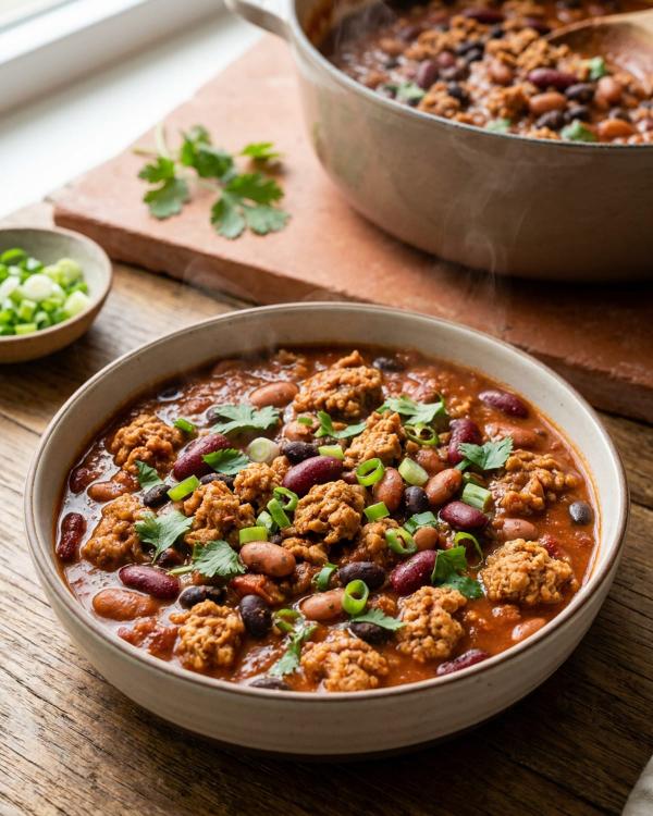 Ryan's High Protein TVP Three Bean Chili