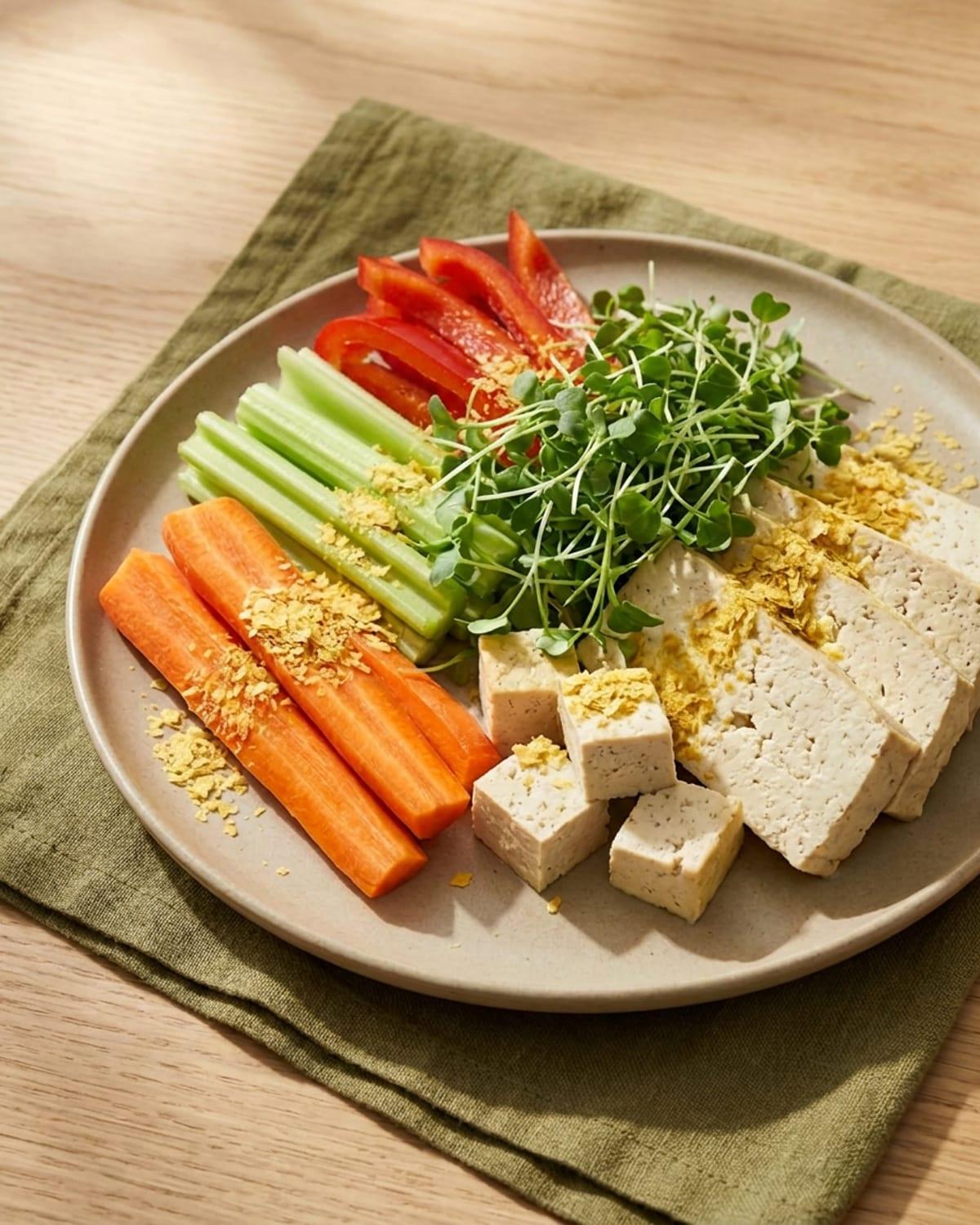 Gary's Fava Tofu Raw Veggie Breakfast Plate