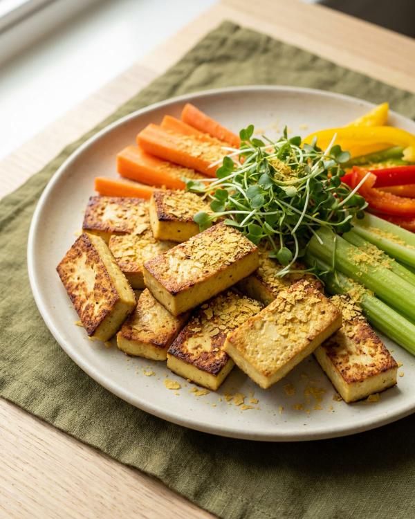 Gary's Fava Tofu Raw Veggie Breakfast Plate