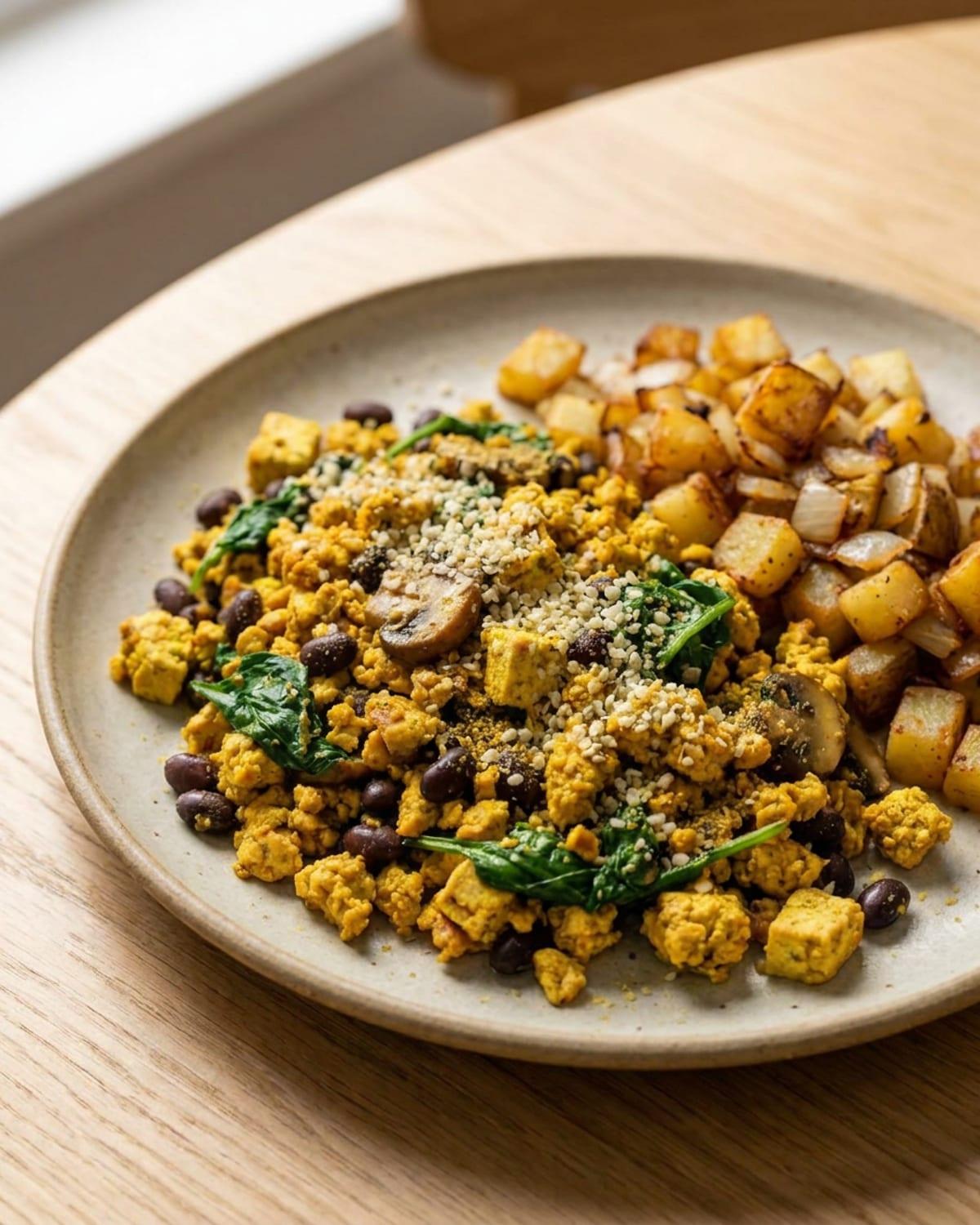 Loaded Tofu Scramble & Black Bean Hash