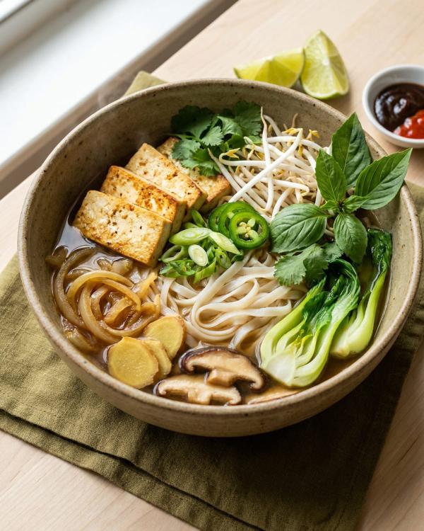 Kam's Vegan Pho with Sautéed Tofu