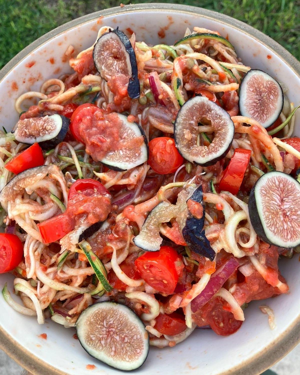 Zucchini Noodles with Tomatoes and Figs